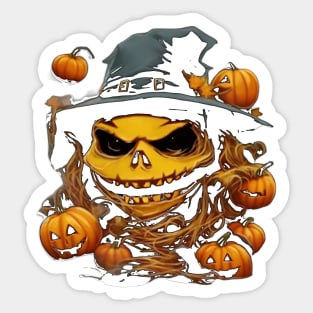 halloween scary evil pumpkin funny pumpkin head Sticker